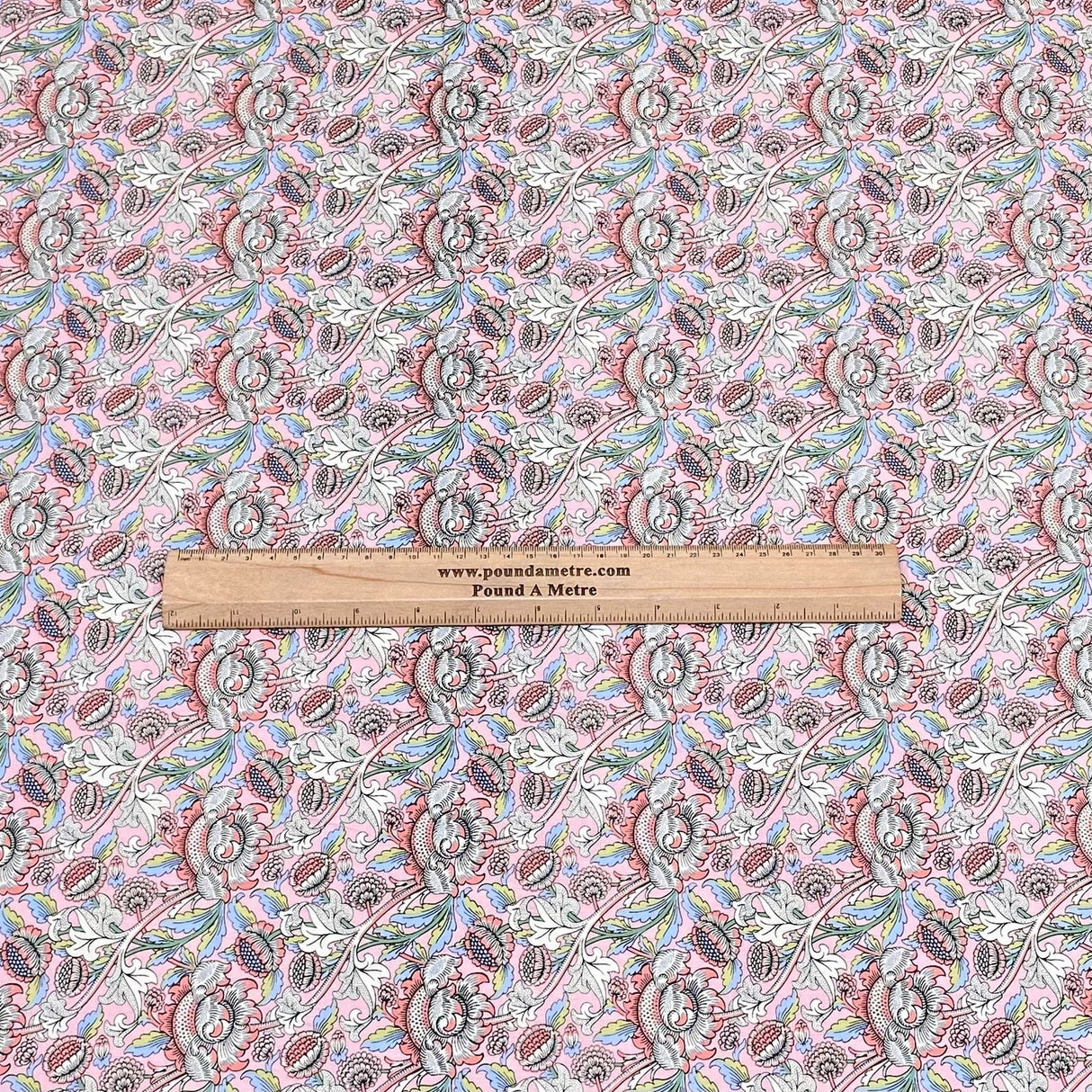 Pound A Metre Per Metre Luxury Dressmaking 100% Cotton Lawn- 60" (Pink Flowers)