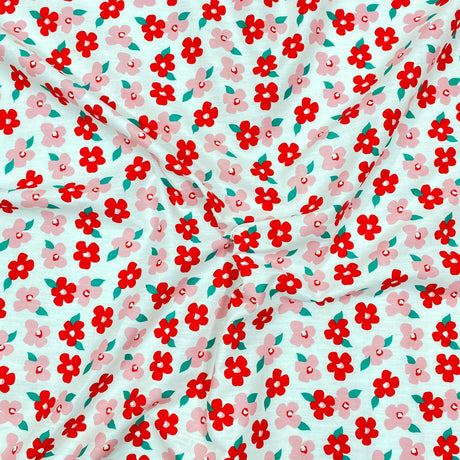Pound A Metre Per Metre Luxury Dressmaking 100% Cotton Lawn- 60" (Pink & Red)
