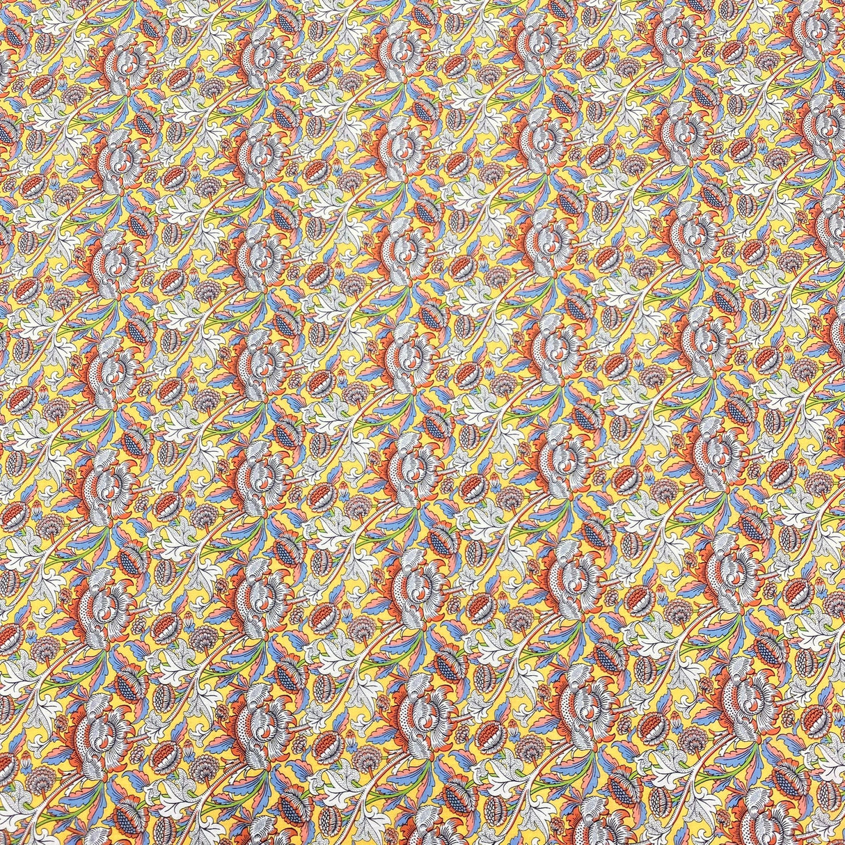 Pound A Metre Per Metre Luxury Dressmaking 100% Cotton Lawn- 60" (Yellow Flowers)