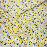 Pound A Metre Per Metre Luxury Dressmaking 100% Cotton Lawn- 60" (Yellow & Grey Floral)