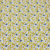 Pound A Metre Per Metre Luxury Dressmaking 100% Cotton Lawn- 60" (Yellow & Grey Floral)