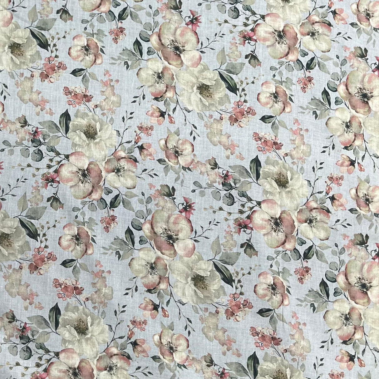 Pound A Metre Per Metre Luxury Dressmaking 100% Digital Printed Cotton Lawn- 55" (Autumn Floral)