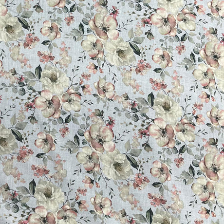 Pound A Metre Per Metre Luxury Dressmaking 100% Digital Printed Cotton Lawn- 55" (Autumn Floral)