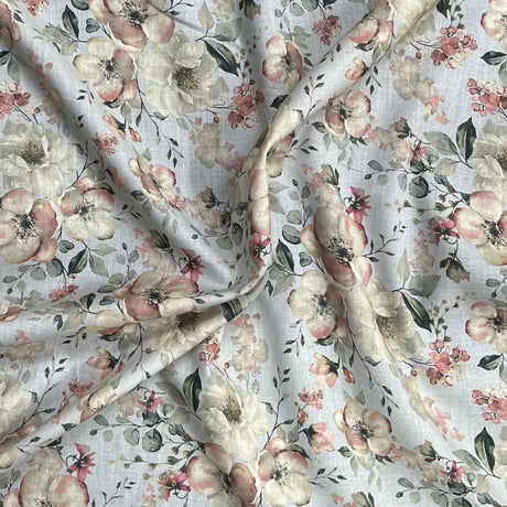 Pound A Metre Per Metre Luxury Dressmaking 100% Digital Printed Cotton Lawn- 55" (Autumn Floral)
