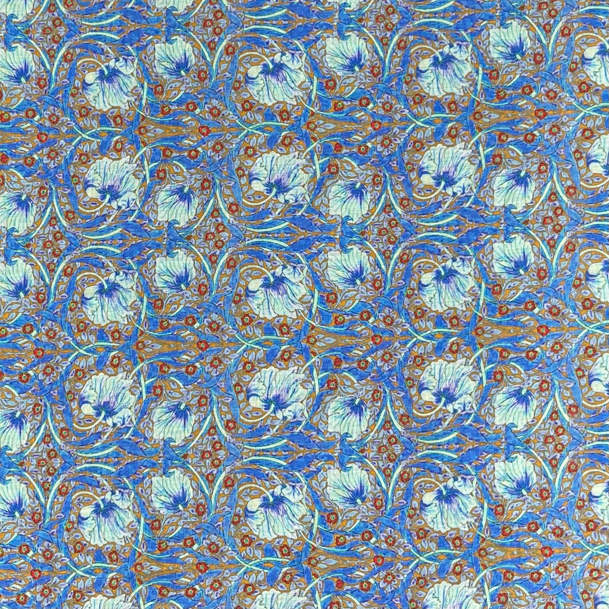 Pound A Metre Per Metre Luxury Dressmaking 100% Digital Printed Cotton Lawn- 55" (Blue)