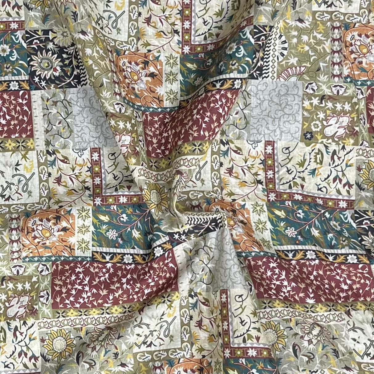 Pound A Metre Per Metre Luxury Dressmaking 100% Digital Printed Cotton Lawn- 55" (Bricks)