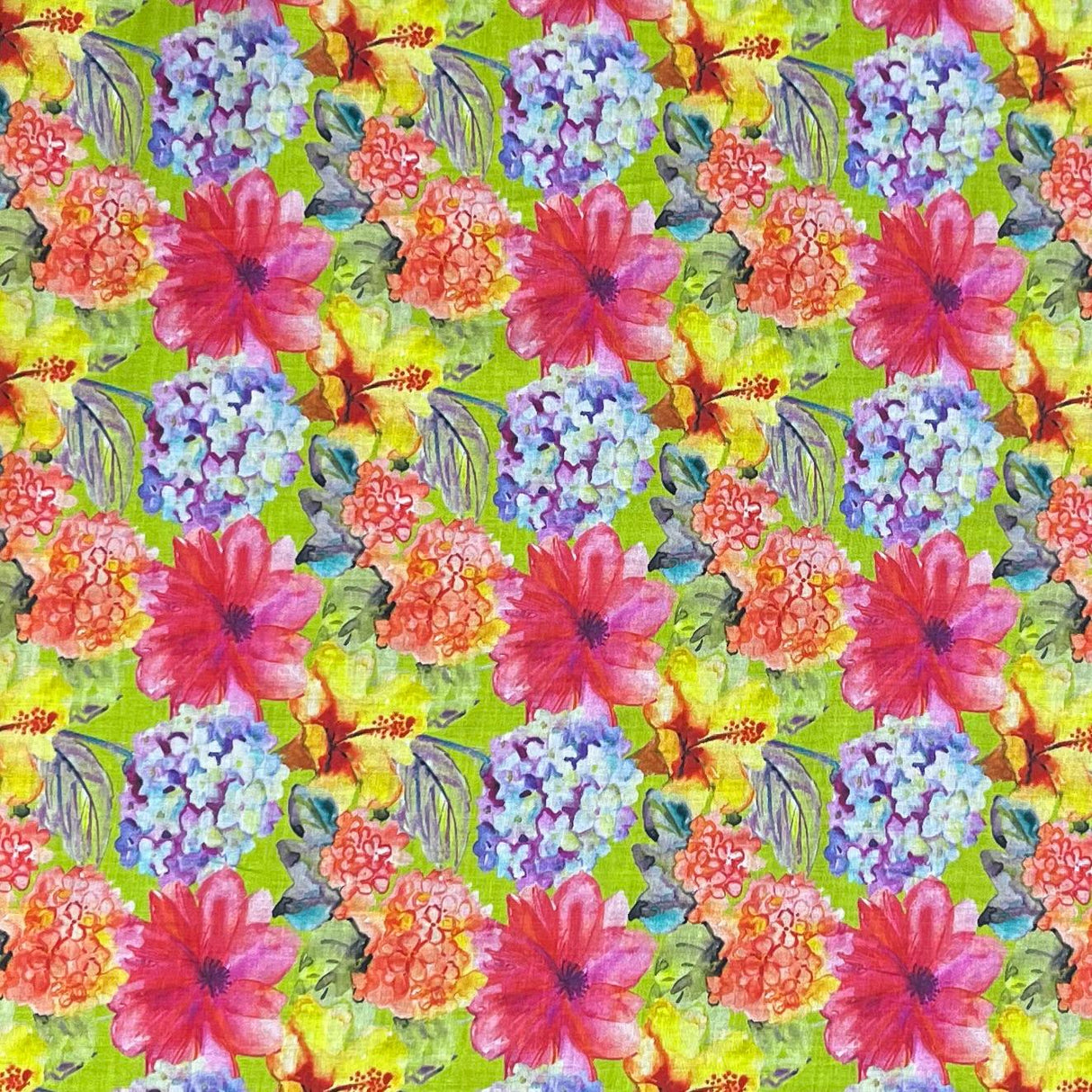 Pound A Metre Per Metre Luxury Dressmaking 100% Digital Printed Cotton Lawn- 55" (Bright Garden)