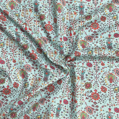 Pound A Metre Per Metre Luxury Dressmaking 100% Digital Printed Cotton Lawn- 55" (Green)