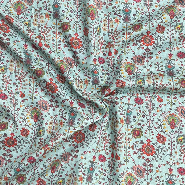 Pound A Metre Per Metre Luxury Dressmaking 100% Digital Printed Cotton Lawn- 55" (Green)
