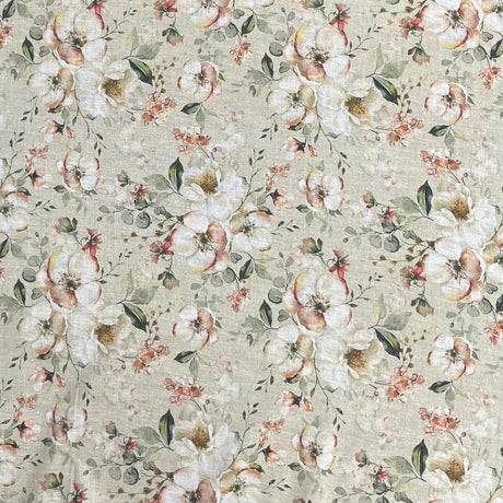Pound A Metre Per Metre Luxury Dressmaking 100% Digital Printed Cotton Lawn- 55" (Ivory)