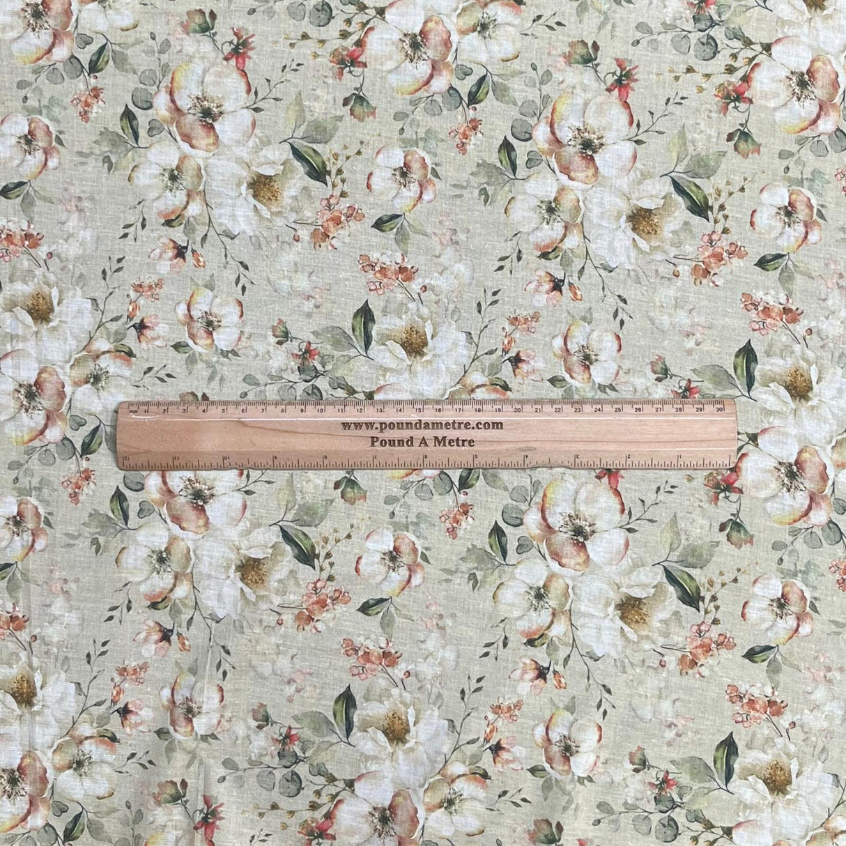 Pound A Metre Per Metre Luxury Dressmaking 100% Digital Printed Cotton Lawn- 55" (Ivory)