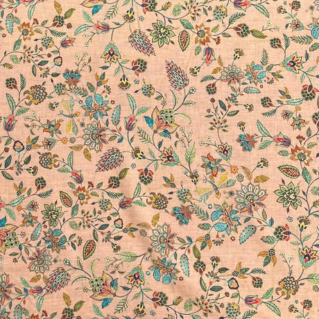 Pound A Metre Per Metre Luxury Dressmaking 100% Digital Printed Cotton Lawn- 55" (Light Orange)