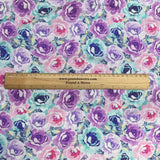 Pound A Metre Per Metre Luxury Dressmaking 100% Digital Printed Cotton Lawn- 55" (Purple Floral)