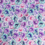 Pound A Metre Per Metre Luxury Dressmaking 100% Digital Printed Cotton Lawn- 55" (Purple Floral)