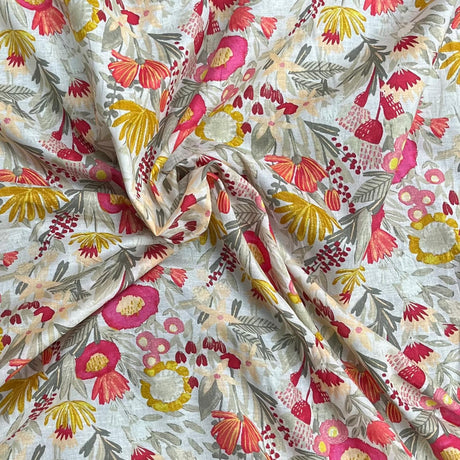 Pound A Metre Per Metre Luxury Dressmaking 100% Digital Printed Cotton Lawn- 55" (Summer Floral)