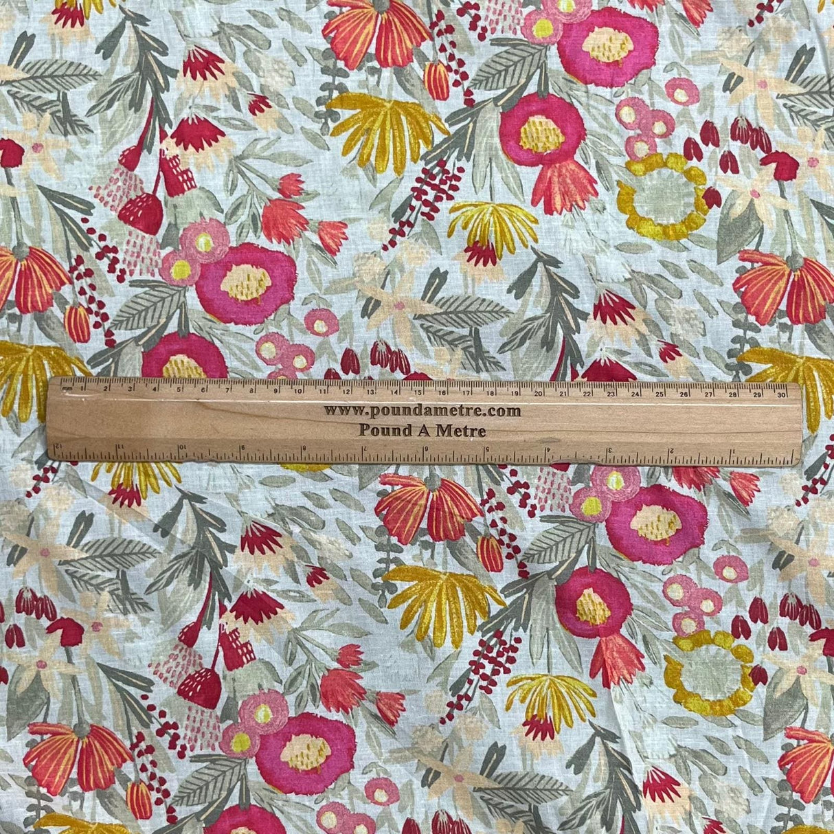 Pound A Metre Per Metre Luxury Dressmaking 100% Digital Printed Cotton Lawn- 55" (Summer Floral)