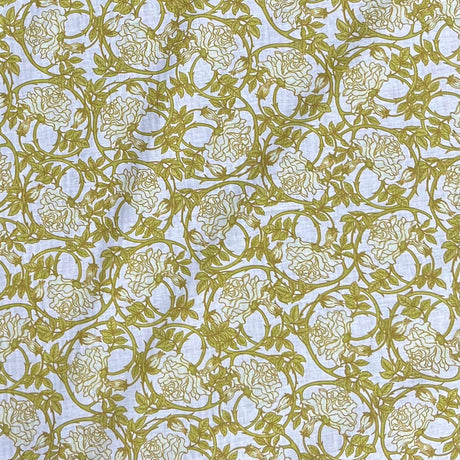 Pound A Metre Per Metre Luxury Dressmaking 100% Digital Printed Cotton Lawn- 55" (Yellow & White)