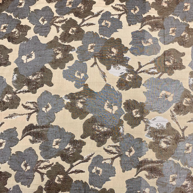 Pound A Metre Per Metre Per Metre Luxury Floral Brocade- 55” Wide (Beige Floral)
