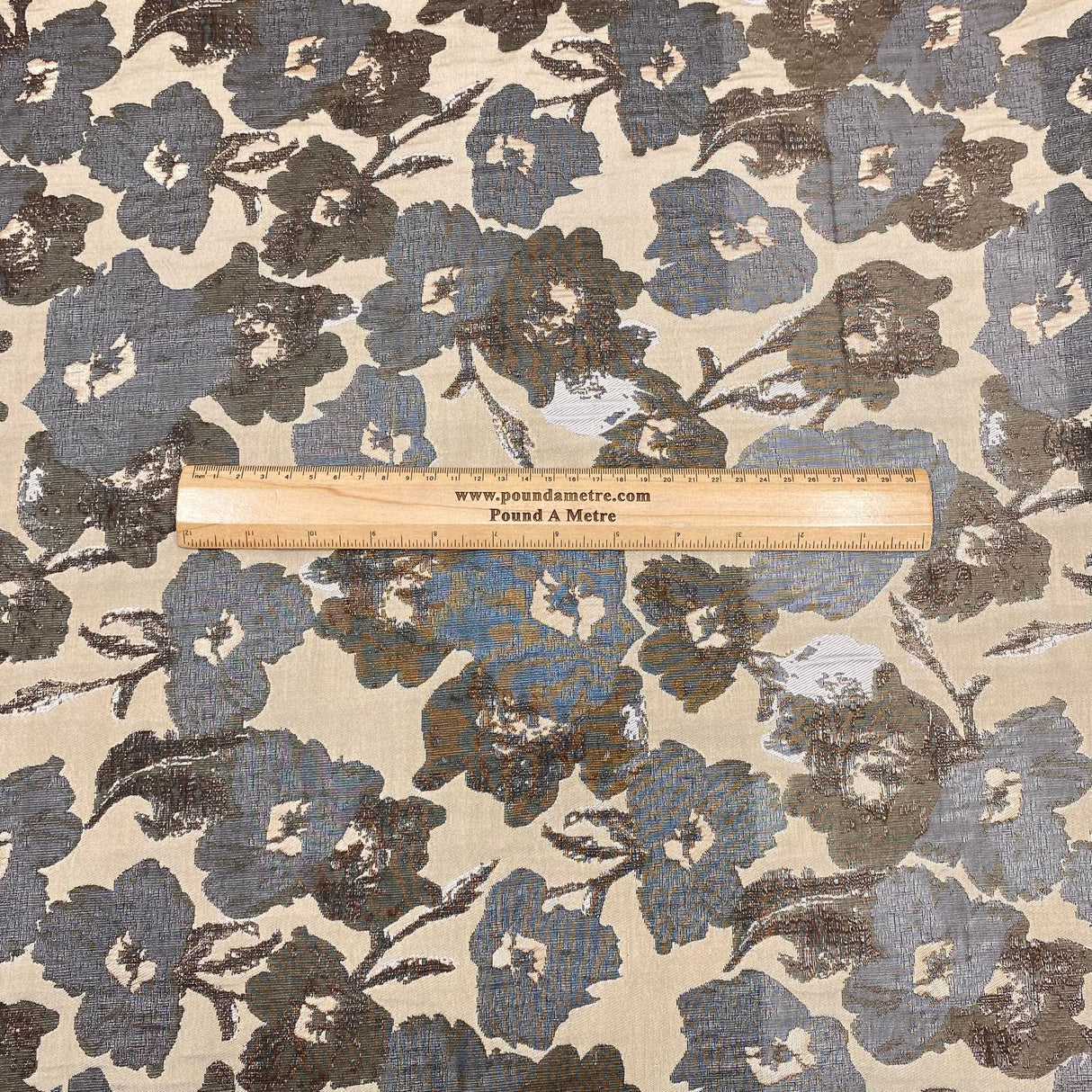 Pound A Metre Per Metre Per Metre Luxury Floral Brocade- 55” Wide (Beige Floral)