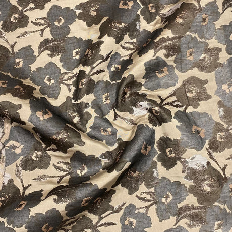 Pound A Metre Per Metre Per Metre Luxury Floral Brocade- 55” Wide (Beige Floral)