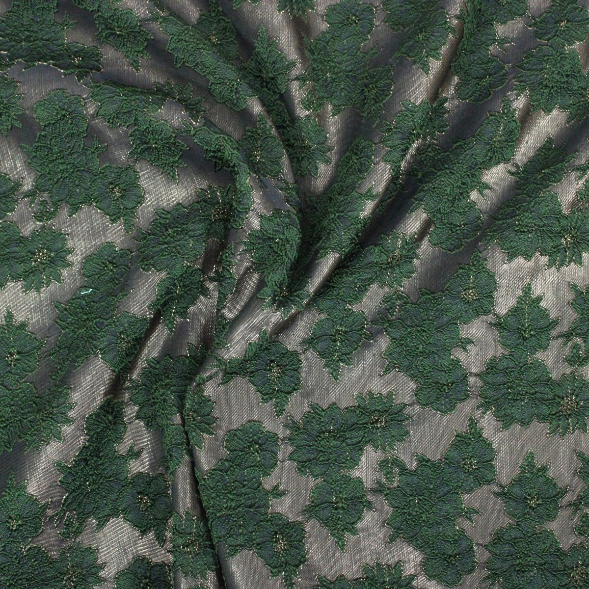 Per Metre Luxury Floral Brocade- 55” Wide (Bottle & Bronze Floral) - Pound A Metre
