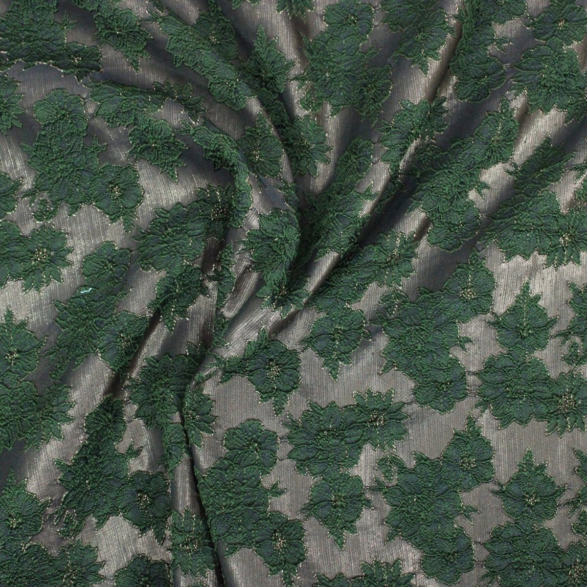 Pound A Metre Per Metre Per Metre Luxury Floral Brocade- 55” Wide (Bottle & Bronze Floral)