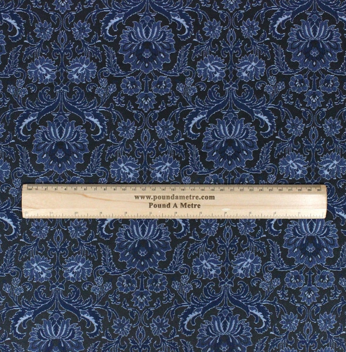 Pound A Metre Per Metre Per Metre Luxury Floral Brocade- 55” Wide (Navy & Black Floral)