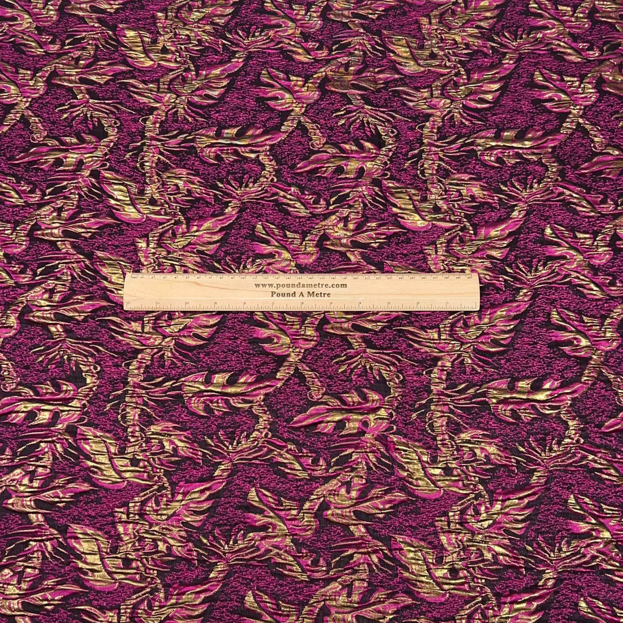 Pound A Metre Per Metre Per Metre Luxury Floral Brocade- 55” Wide (Ruby Leaves)