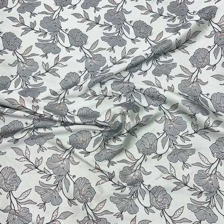 Pound A Metre Per Metre Per Metre Luxury Floral Brocade- 55” Wide (Silver Floral)