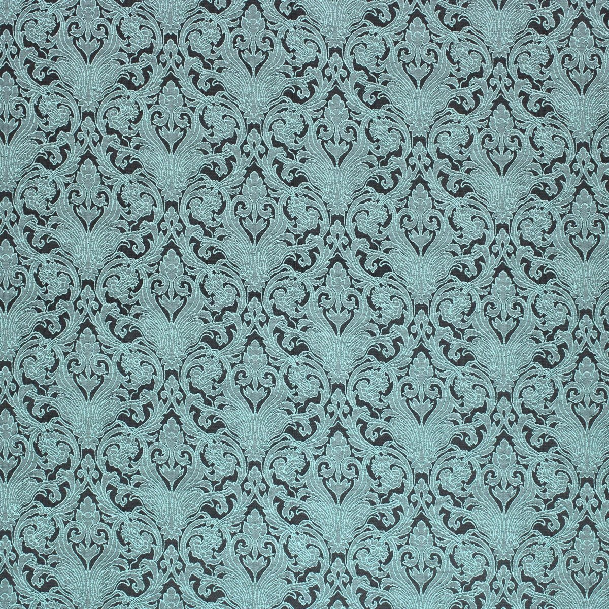Per Metre Luxury Floral Brocade- 55” Wide (Turquoise & Black Baroque) - Pound A Metre