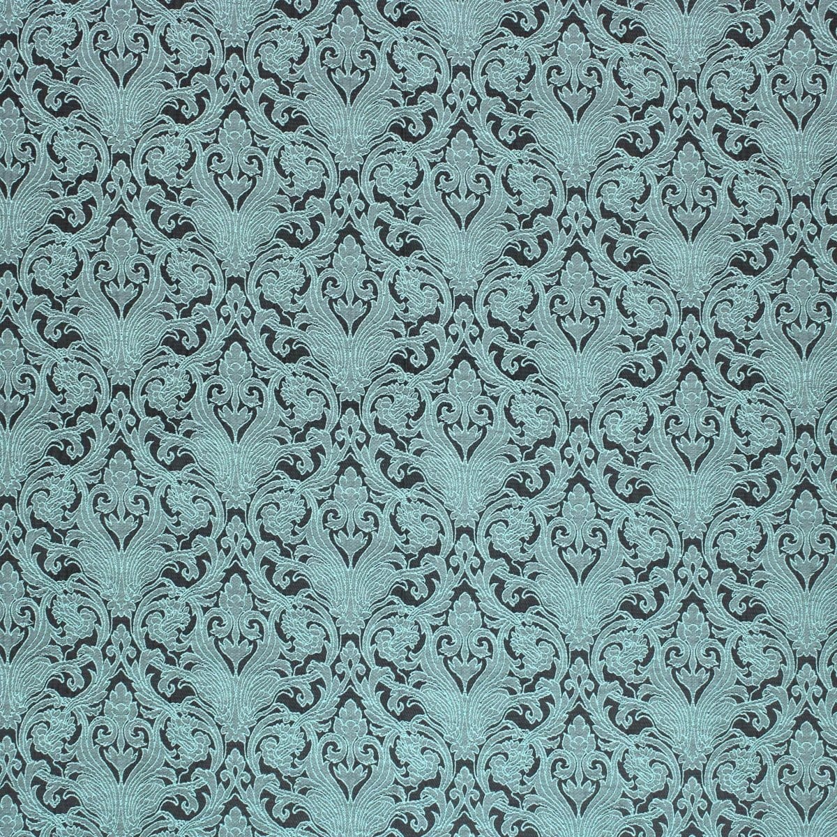 Pound A Metre Per Metre Per Metre Luxury Floral Brocade- 55” Wide (Turquoise & Black Baroque)