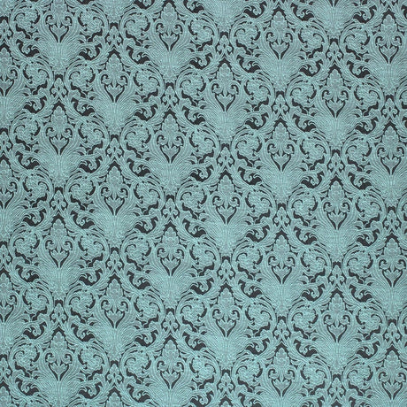 Pound A Metre Per Metre Per Metre Luxury Floral Brocade- 55” Wide (Turquoise & Black Baroque)