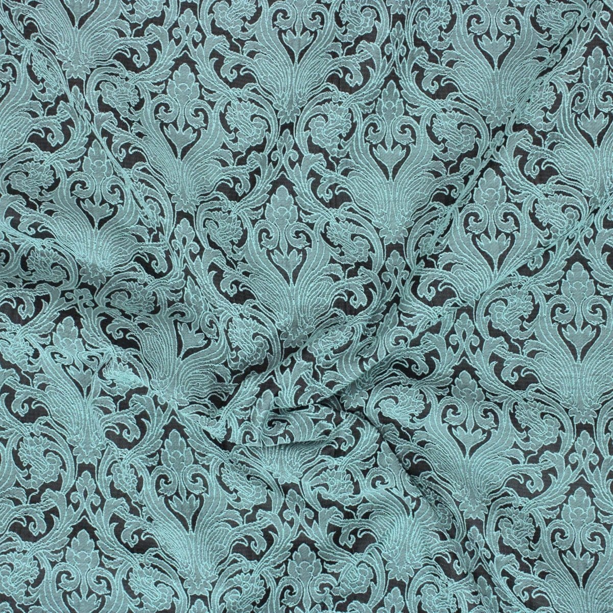 Pound A Metre Per Metre Per Metre Luxury Floral Brocade- 55” Wide (Turquoise & Black Baroque)