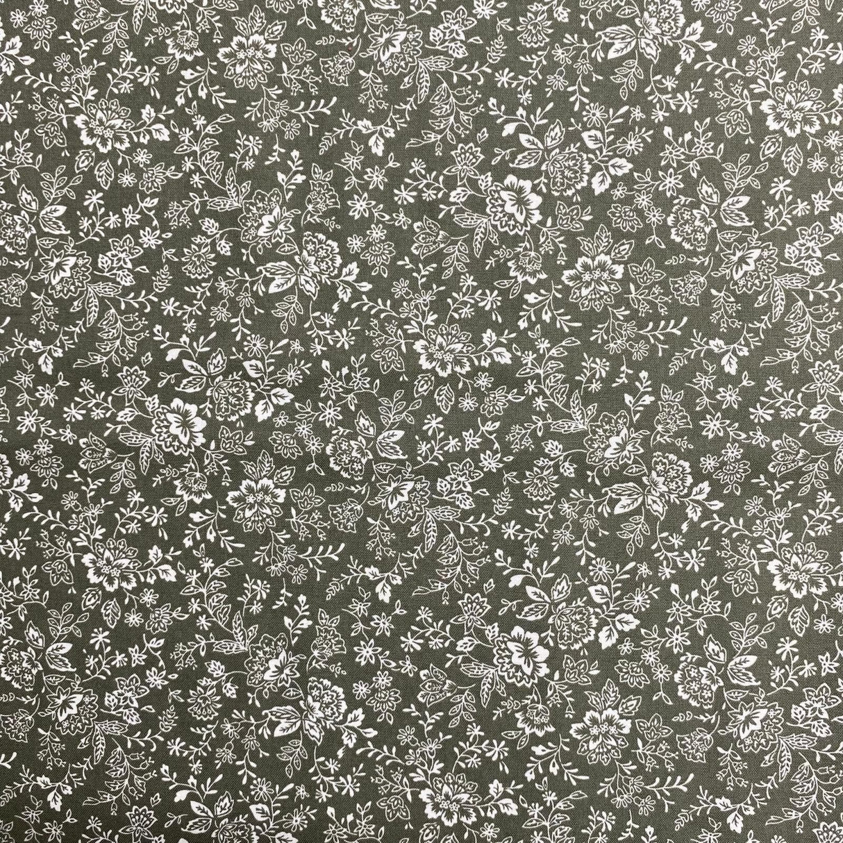 Pound A Metre Per Metre Luxury Printed Cotton – 45" Wide- (Grey Flower) (EOL)