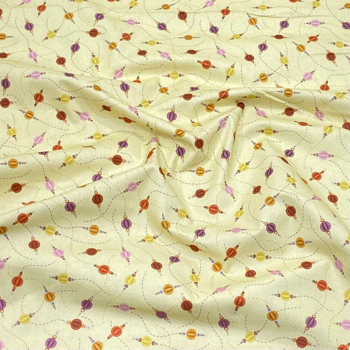 Pound A Metre Per Metre Per Metre Luxury Printed Quilting Cotton -(Custard) (Autumn Sale)