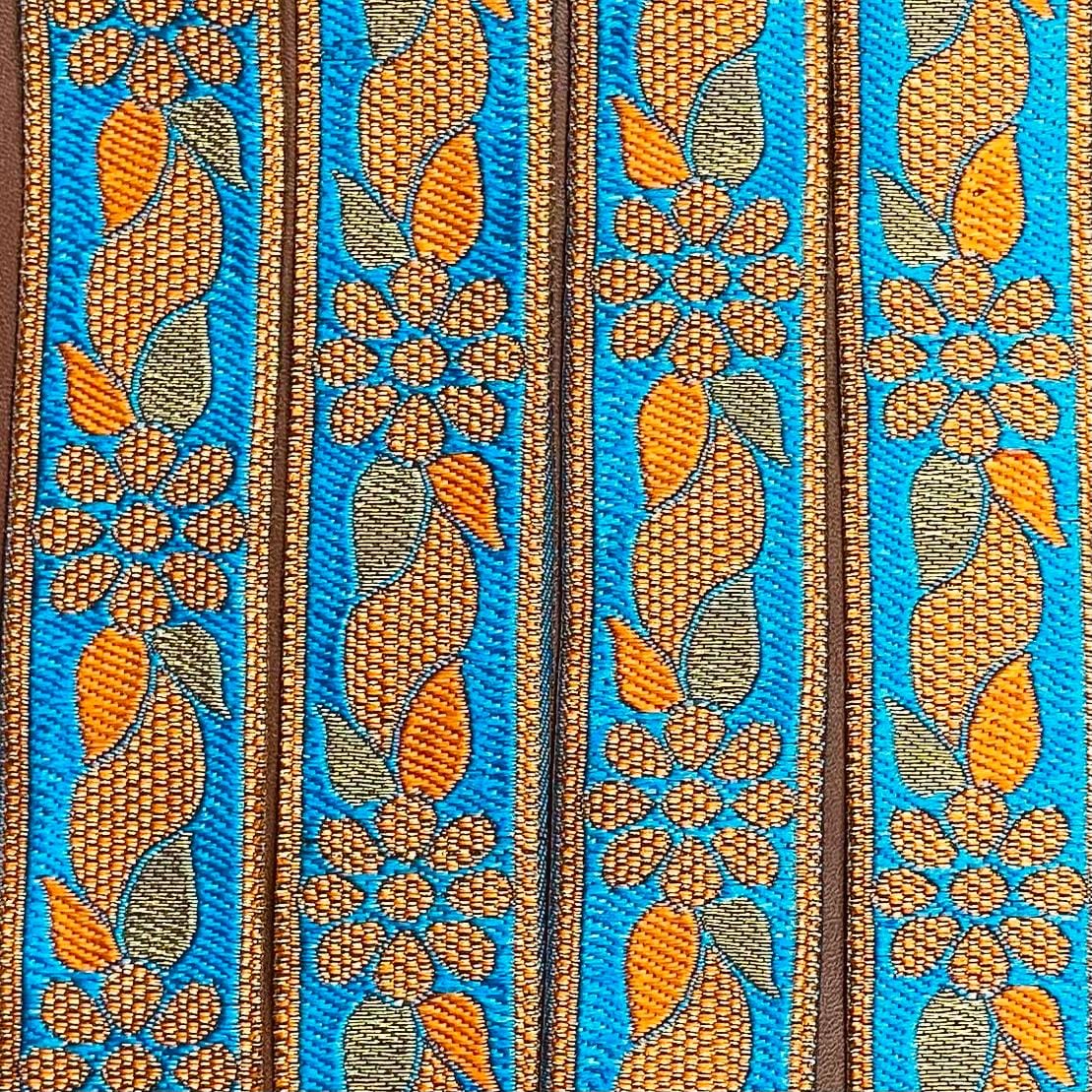 Pound A Metre Per Metre, Metallic Trimming, 25mm Wide (Blue & Orange)
