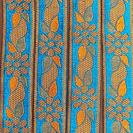 Pound A Metre Per Metre, Metallic Trimming, 25mm Wide (Blue & Orange)