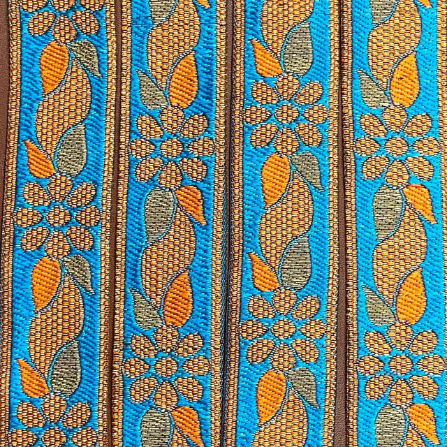 Pound A Metre Per Metre, Metallic Trimming, 25mm Wide (Blue & Orange)
