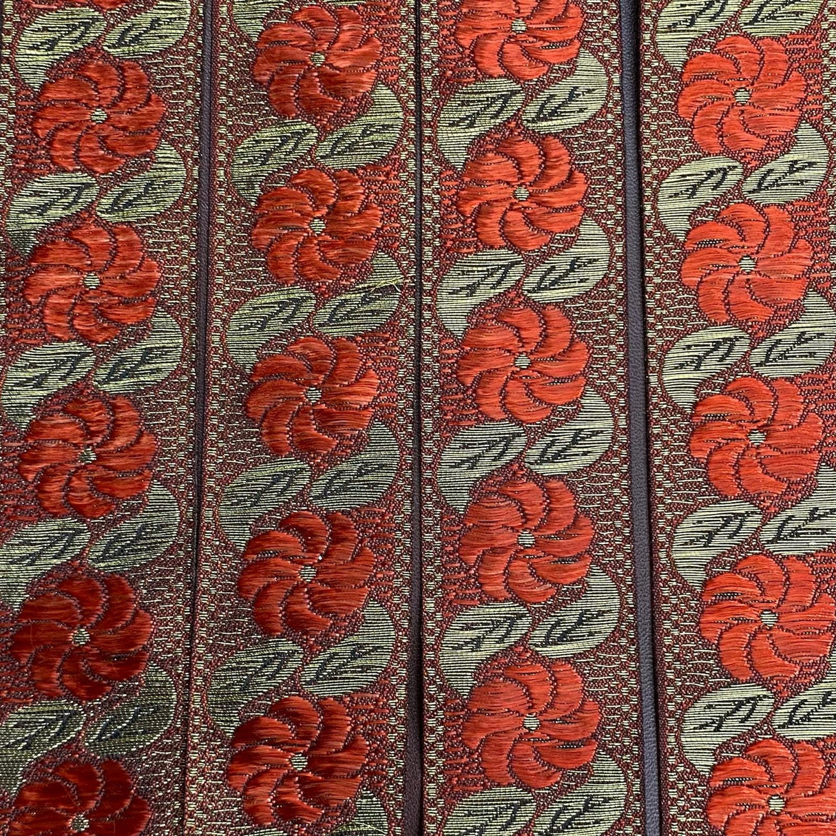 Pound A Metre Per Metre, Metallic Trimming, 25mm Wide (Red Floral)