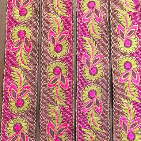 Pound A Metre Per Metre, Metallic Trimming, 45mm Wide (Pink & Gold)