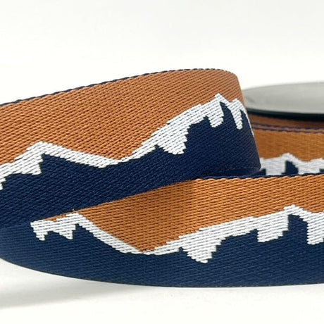 Pound A Metre Per Metre Mountain Design Webbing: For Bag Straps- (Navy /brown/white) 38mm / 40mm