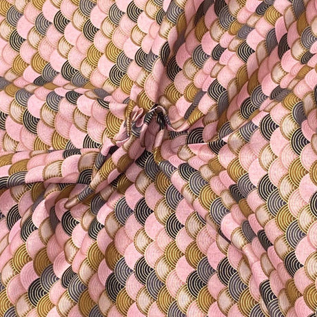 Pound A Metre Per Metre Per Metre Oriental Gold Foil Printed Cotton - 55" Wide (Baby Waves)