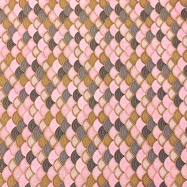 Pound A Metre Per Metre Per Metre Oriental Gold Foil Printed Cotton - 55" Wide (Baby Waves)