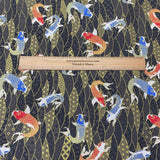 Pound A Metre Per Metre Per Metre Oriental Gold Foil Printed Cotton - 55" Wide (Black Fish)