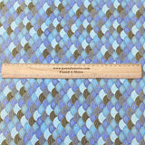 Pound A Metre Per Metre Per Metre Oriental Gold Foil Printed Cotton - 55" Wide (Blue Waves)
