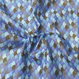 Pound A Metre Per Metre Per Metre Oriental Gold Foil Printed Cotton - 55" Wide (Blue Waves)