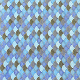 Pound A Metre Per Metre Per Metre Oriental Gold Foil Printed Cotton - 55" Wide (Blue Waves)
