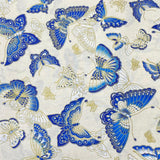 Pound A Metre Per Metre Per Metre Oriental Gold Foil Printed Cotton - 55" Wide (Ivory Butterfly)