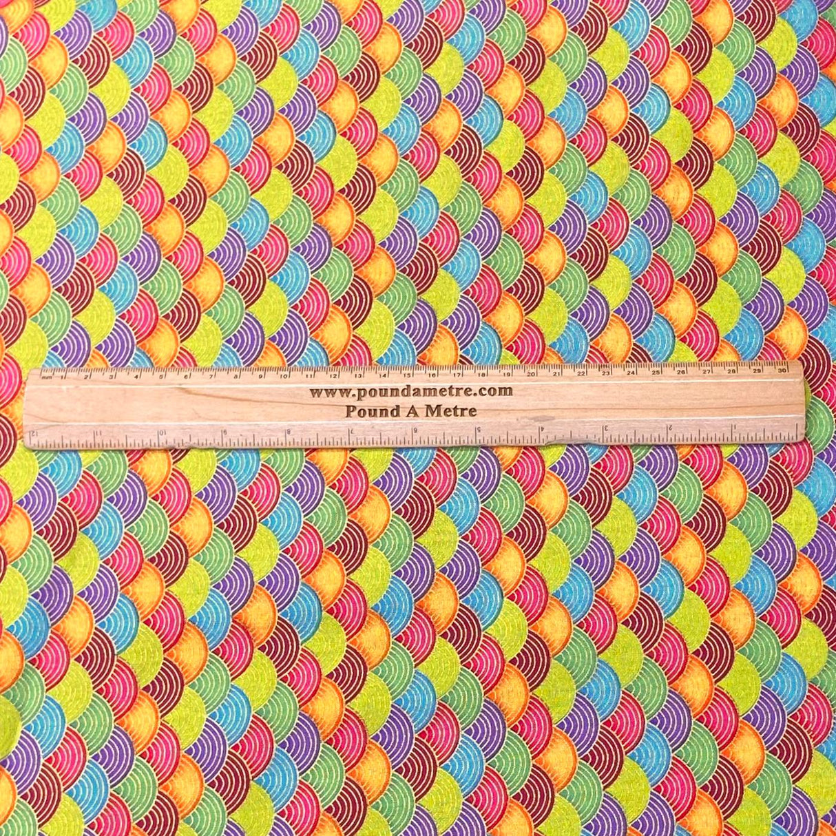 Pound A Metre Per Metre Per Metre Oriental Gold Foil Printed Cotton - 55" Wide (Multicolour Waves)