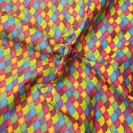 Pound A Metre Per Metre Per Metre Oriental Gold Foil Printed Cotton - 55" Wide (Multicolour Waves)